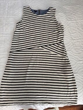 Talbots Black and White Striped Shift Dress